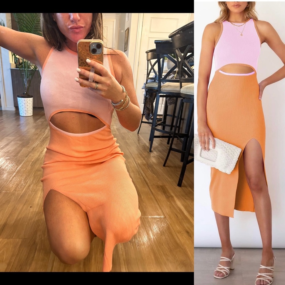 Color block cut out Ribbed dress size Medium